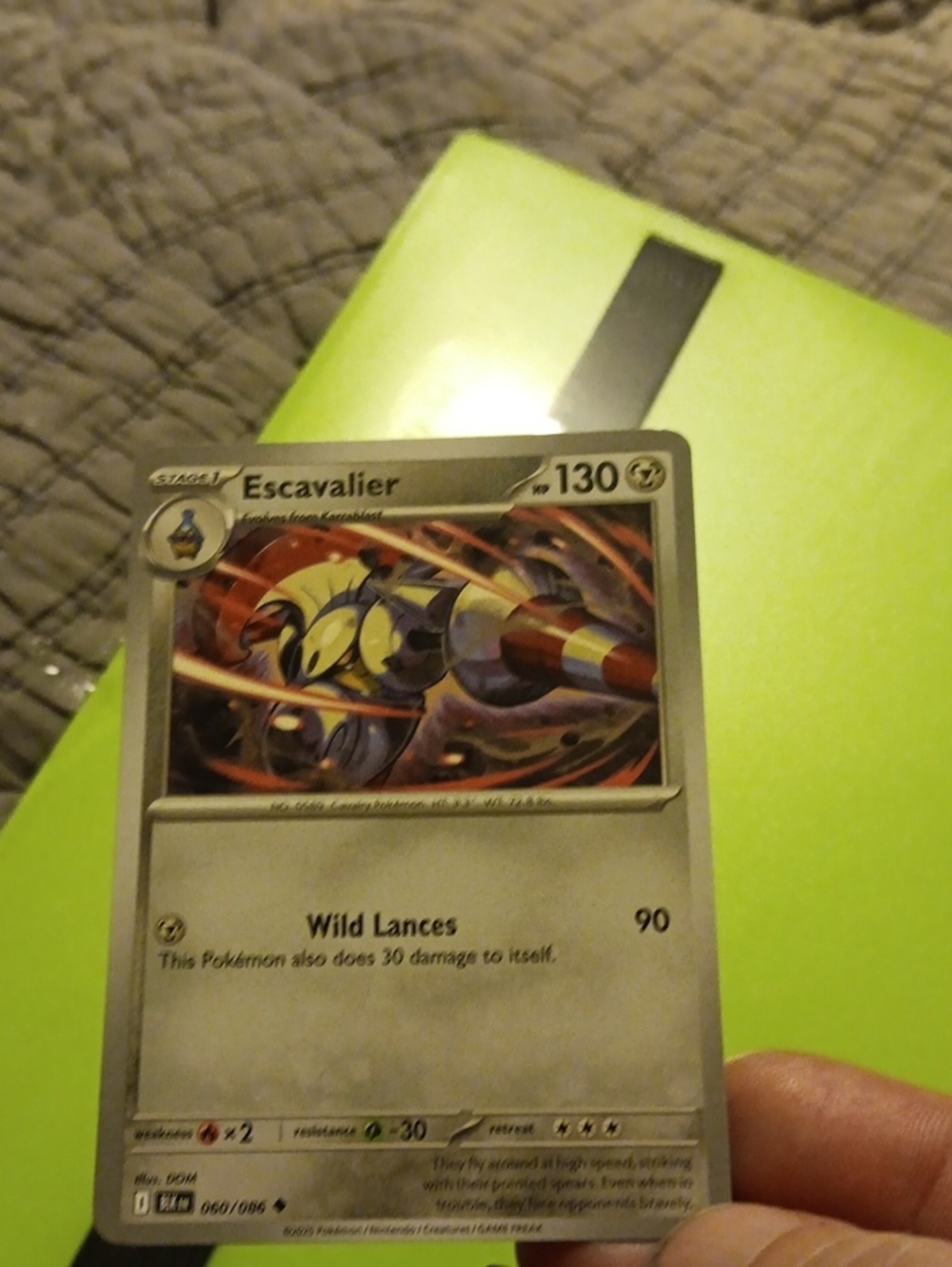 Pokemon Escavalier Card - Yellow, Gray & Red Artwork
